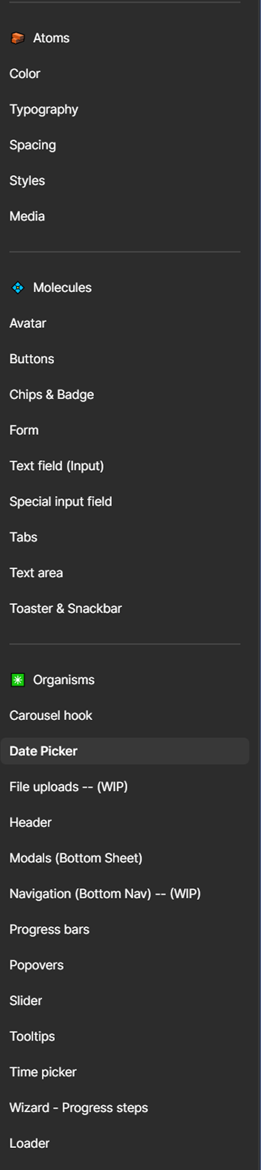 Full component library list